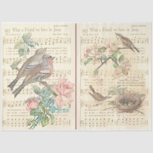 Papier Mousseline Design vintage Bird Series 3 (Recto)