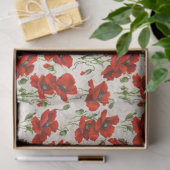 Papier Mousseline Design vintage Red Poppy Art Nouveau (Cadeau)