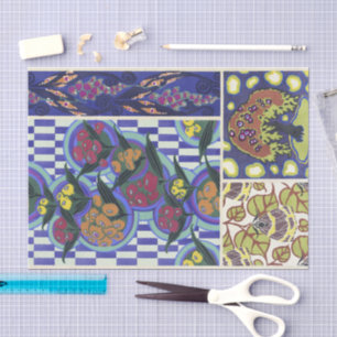 Papier Mousseline Designs floraux vintages Émile-Allain Séguy