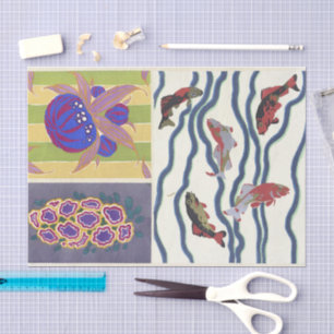 Papier Mousseline Designs floraux vintages Émile-Allain Séguy