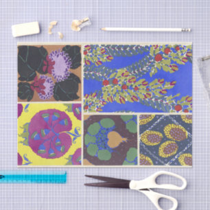 Papier Mousseline Designs floraux vintages Émile-Allain Séguy