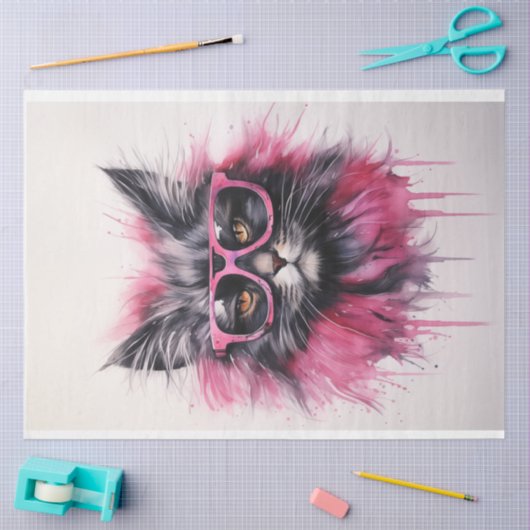 Papier Mousseline Desiree Purple Chat (Artisanat)