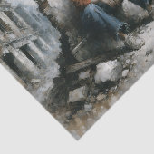 Papier Mousseline Desolate Urban Woman Blue Decoupage (Détail)