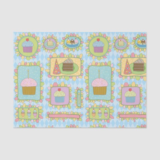 Papier Mousseline Dessert de Cupcake Rose Cute Fête Anniversaire (Recto)