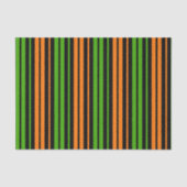 Papier Mousseline Dessin à rayures verticales orange vert  (Recto)