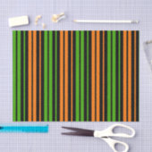 Papier Mousseline Dessin à rayures verticales orange vert  (Artisanat)