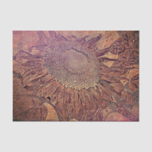 Papier Mousseline Dessin artistique vintage de tournesol rouille bru