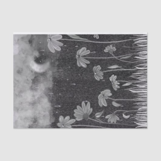 Papier Mousseline Dessin au crayon Monochrome Rainstorm Daisy (Recto)