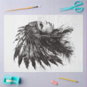 Papier Mousseline Dessin blanc noir de la dame amérindienne de Decpa (Artisanat)