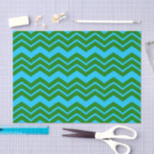 Papier Mousseline Dessin chevron zigzag bleu vert (Artisanat)