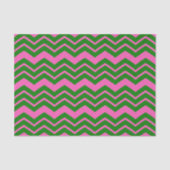 Papier Mousseline Dessin chevron zigzag vert rose (Recto)
