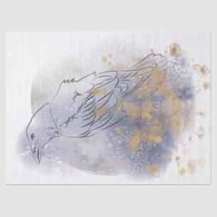 Papier Mousseline Dessin d'aquarelle Raven Bird Découpage