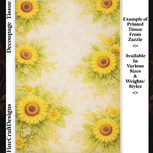 Papier Mousseline Dessin de bordure florale Tournesol ensoleillé FE7