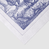 Papier Mousseline Dessin de famille de sangliers bleu (Détail)