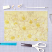 Papier Mousseline Dessin de fleurs anciennes avec découpage jaune (Artisanat)