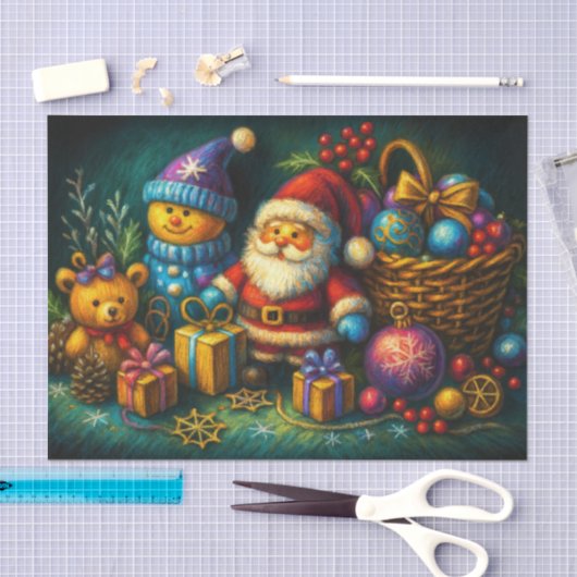 Papier Mousseline Dessin de la calque Joie de la scène de Noël (Artisanat)