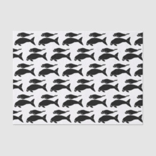 Papier Mousseline Dessin de la silhouette de Manat vintage noir
