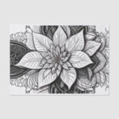 Papier Mousseline Dessin de ligne complexe de Noël Poinsettia (Recto)