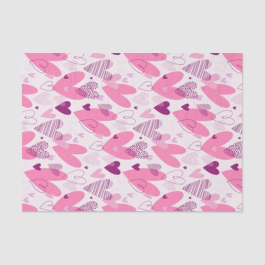 Papier Mousseline Dessin de motif gribouillé d'amour rose pour la Sa (Recto)