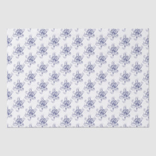 Papier Mousseline Dessin de pieuvre stylisé vintage #1 bleu