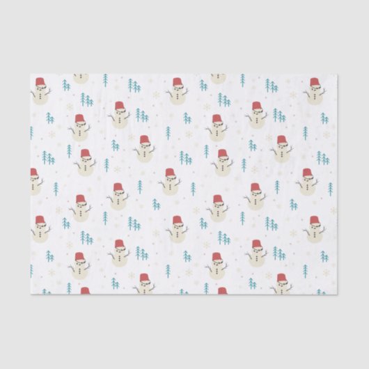 Papier Mousseline Dessin de Whimsical Snowmen en hiver blanc (Recto)