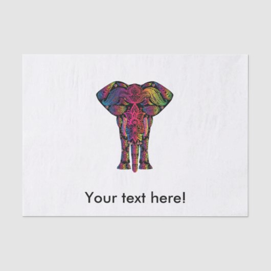 Papier Mousseline Dessin d'éléphant coloré (Recto)