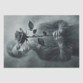 Papier Mousseline Dessin d'une femme avec Rose - Découpage - (Recto)