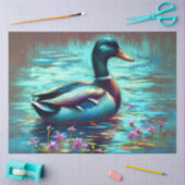 Papier Mousseline Dessin dur Pastel Peinture d'un canard de Majard (Artisanat)