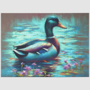 Papier Mousseline Dessin dur Pastel Peinture d'un canard de Majard