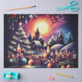Papier Mousseline Dessin dur Pastel Scène de Noël (Artisanat)