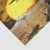 Papier Mousseline Dessin mystérieux d'imaginaire de sirène en jaune (Détail)