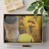 Papier Mousseline Dessin mystérieux d'imaginaire de sirène en jaune (Cadeau)