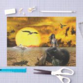 Papier Mousseline Dessin mystérieux d'imaginaire de sirène en jaune (Artisanat)