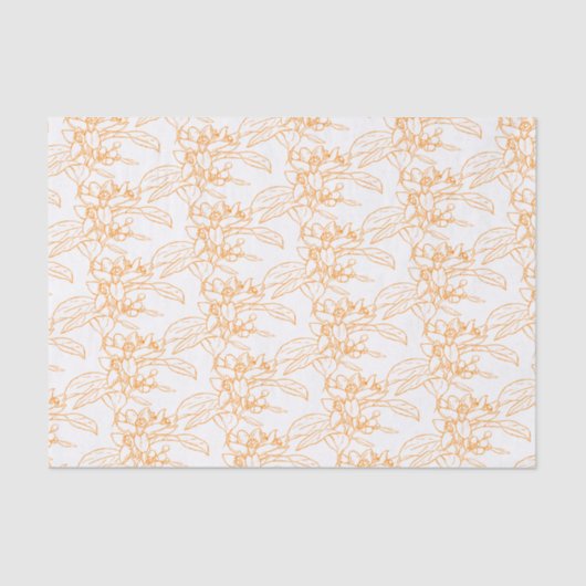 Papier Mousseline Dessin orangé à motifs floraux (Recto)