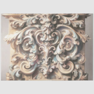 Papier Mousseline Dessin pastel d'architecture Pierre ornée sculptée