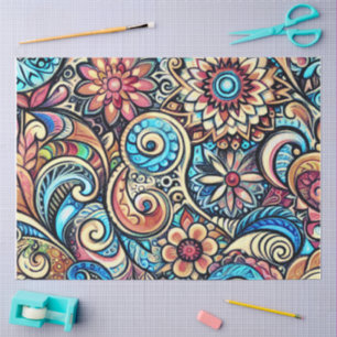 Papier Mousseline Dessin Pastel Design complexe bohème