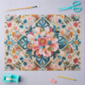 Papier Mousseline Dessin pastel d'un bloc de motifs floraux (Artisanat)