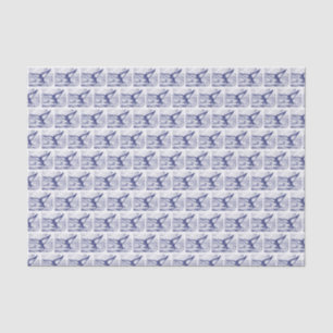 Papier Mousseline Dessin stylisé vintage de queue de baleine bleue