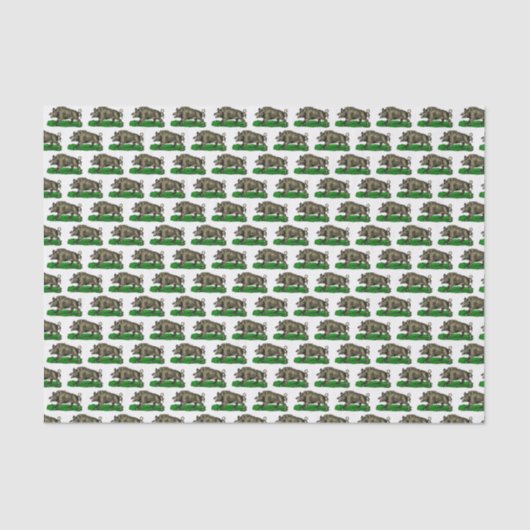 Papier Mousseline Dessin vintage de sanglier BW #3C (Recto)
