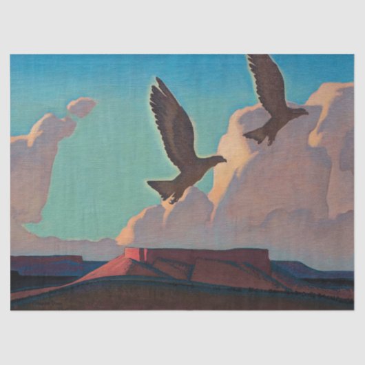 Papier Mousseline Deux aigles par Maynard Dixon (Recto)