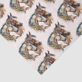 Papier Mousseline Deux beaux chevaux Western Boho Motif (Détail)