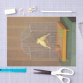 Papier Mousseline Deux Canaries en cage (par Antonio Donghi) (Artisanat)