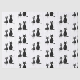 Papier Mousseline Deux chats noirs
