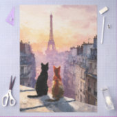 Papier Mousseline Deux chats sur un toit de Paris (Artisanat)