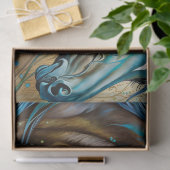 Papier Mousseline Deux chevaux Turquoise bleu vert brun (Cadeau)