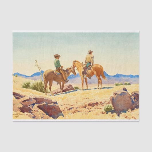 Papier Mousseline Deux cowboys à cheval par Maynard Dixon (Recto)