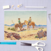 Papier Mousseline Deux cowboys à cheval par Maynard Dixon (Artisanat)
