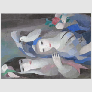 Papier Mousseline Deux dame et une colombe, Marie Laurencin