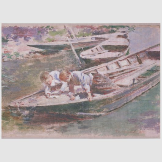 Papier Mousseline Deux garçons en bateau (par Theodore Robinson) (Recto)