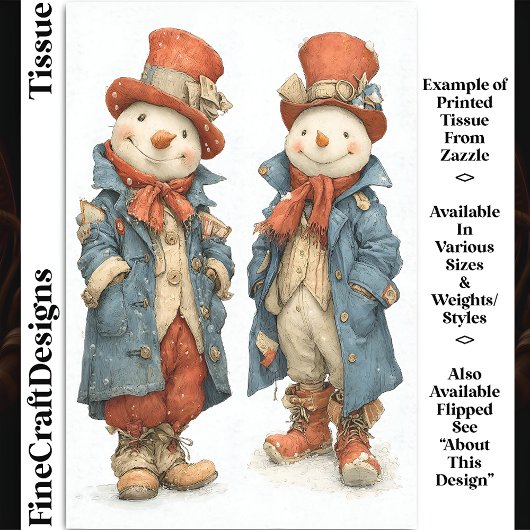 Papier Mousseline Deux grands Aquarelle Quirale Snowmen DS5L Découpa